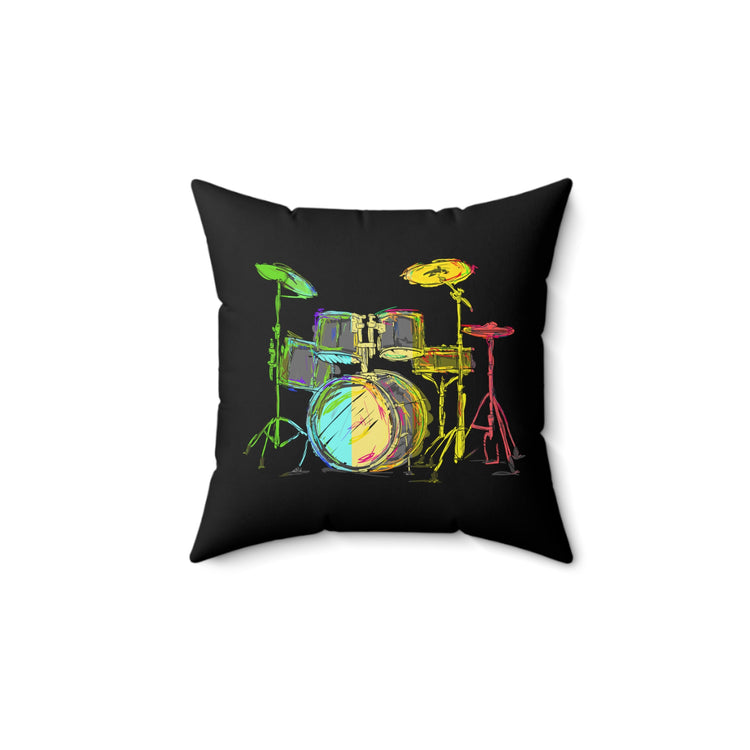 Novelty Retro Nostalgic Drummist Accordionist Timpanist Player Instrumentalist Spun Polyester Square Pillow