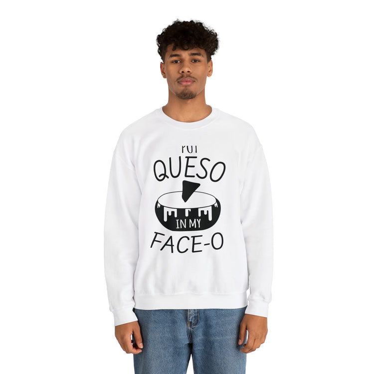 Humorous Mexican Queso Enthusiasts Food Illustration Gags Unisex Crewneck Sweatshirt