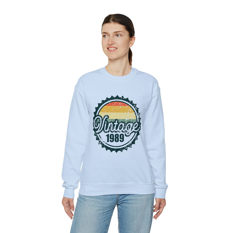 Vintage Thirties Birthday Distressed Illustration Funny Mockery Unisex Crewneck Sweatshirt