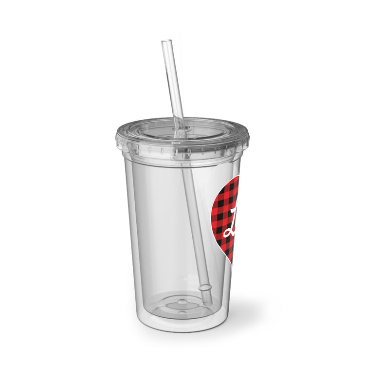 buffalo plaid heart 2 Suave Acrylic Cup