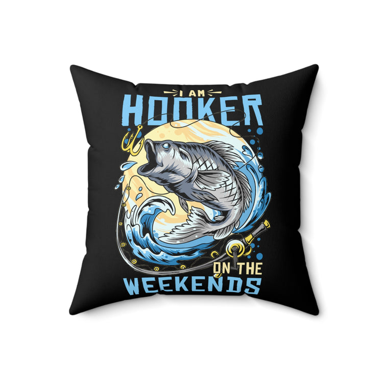 Humorous Fishing Enthusiasts Distressed American Fishermen Puns Spun Polyester Square Pillow