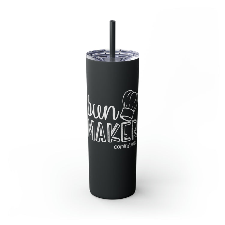 Bun Baker and Bun Maker New Dad and Future Mom Shirts Skinny Tumbler with Straw, 20oz