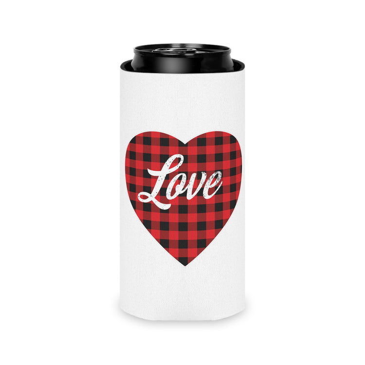 buffalo plaid heart 2 Can Cooler