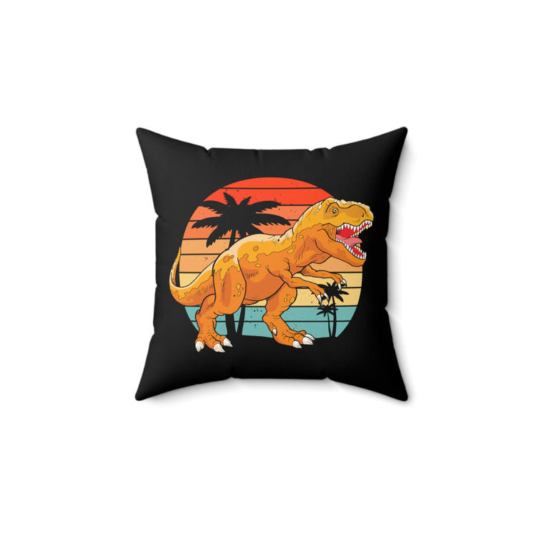 Vintage Tyrannosaurus Enthusiasts Outline Retro Dinosaurs Environmentalist Graphic Spun Polyester Square Pillow