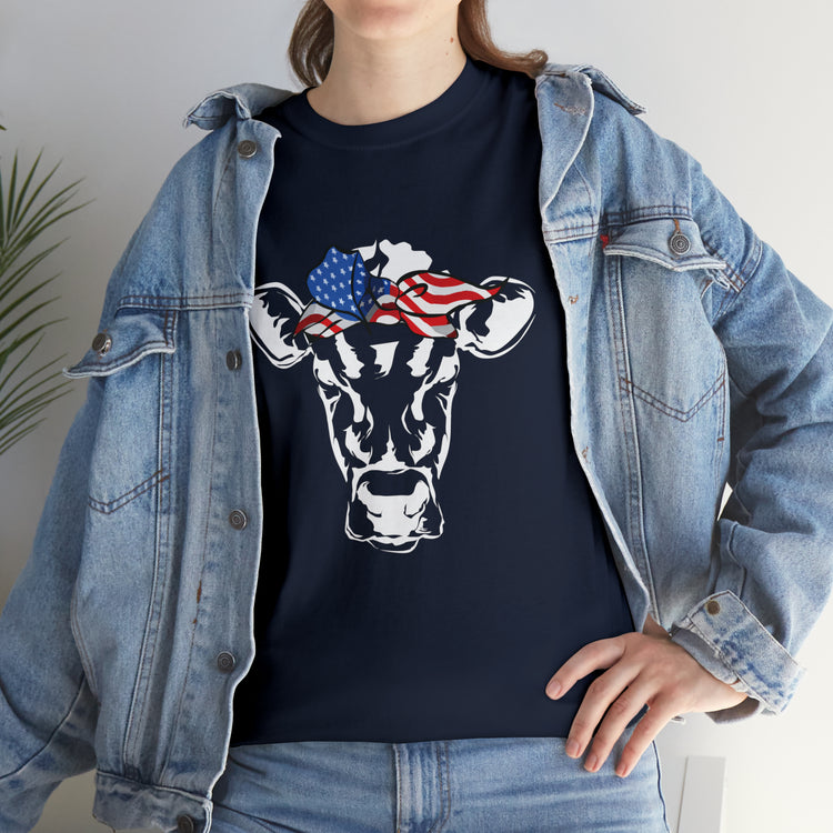 Cool Cow with USA American Flag Bandana Vegan Clothing Herbivore Shirt | Vegetarian T Shirt | Heifer Shirt | Cowgirl Shirt | Farmer Shirt