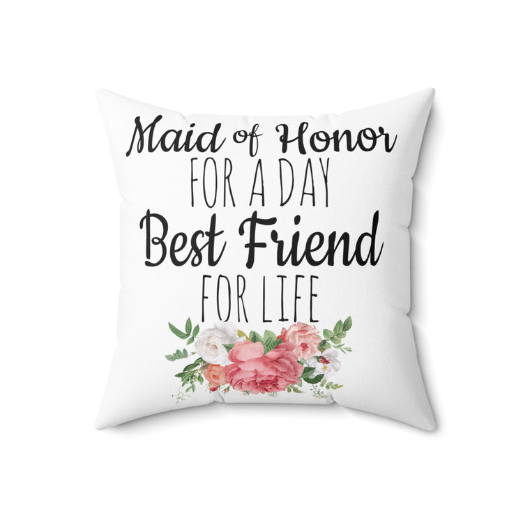 Humorous Bridal Besties Wedding Festivities Statements Pun Spun Polyester Square Pillow