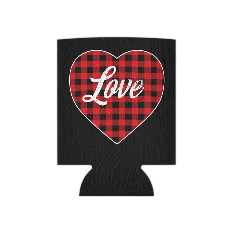 buffalo plaid heart Can Cooler