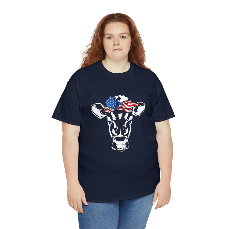 Cool Cow with USA American Flag Bandana Vegan Clothing Herbivore Shirt | Vegetarian T Shirt | Heifer Shirt | Cowgirl Shirt | Farmer Shirt