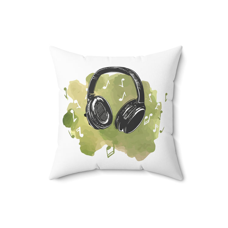 Humorous Earphone Headset Sounds Melody Enthusiast Spun Polyester Square Pillow