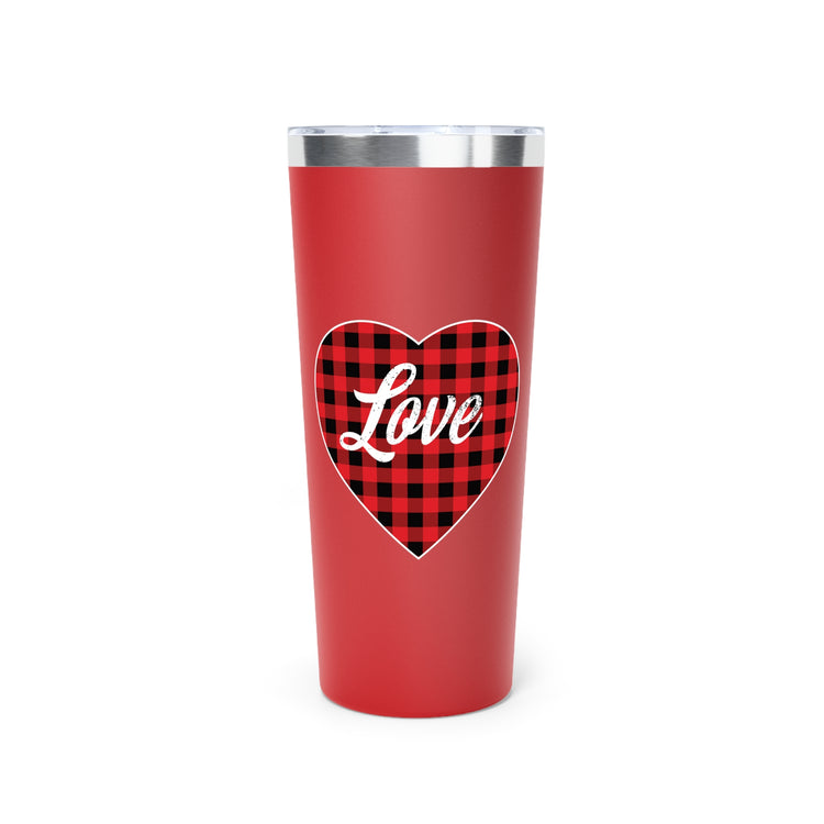 buffalo plaid heart 2 Copper Vacuum Insulated Tumbler, 22oz