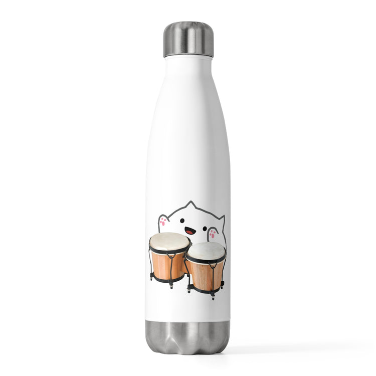 Funny Bongo Cat Cute Musical Instrument Kitten Meme Cartoon Tee Shirt 20oz Insulated Bottle