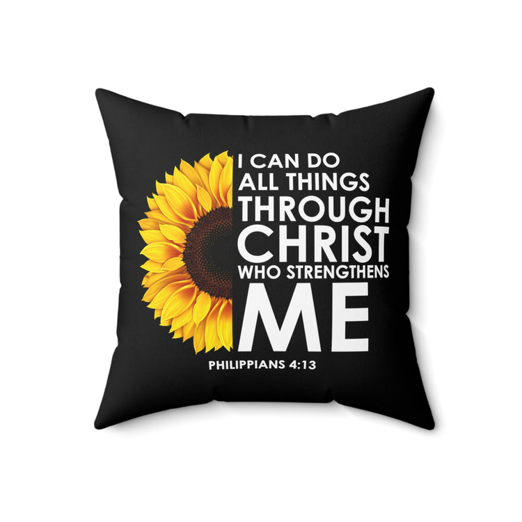 Inspirational Christianity Sunflowers Philippians Catholic Religious UScripture Spun Polyester Square Pillow