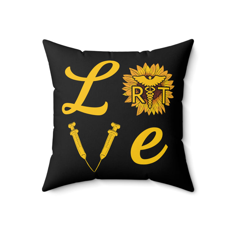 Humorous Caregiver Attendants Lover Sunflowers Therapist Nurses Spun Polyester Square Pillow