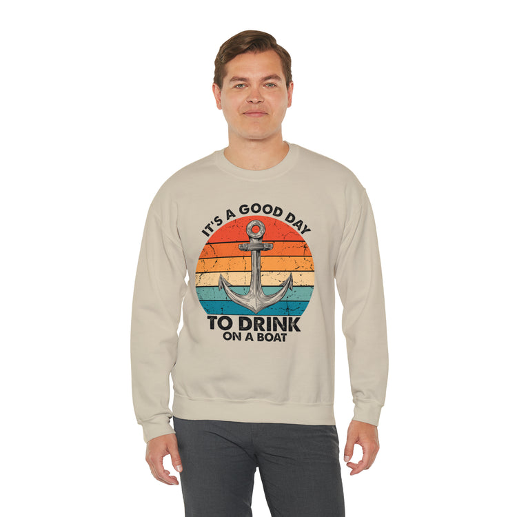 Humorous Its A Nice Day To Drink On A Boat Kayaking Graphic Unisex Crewneck Sweatshirt