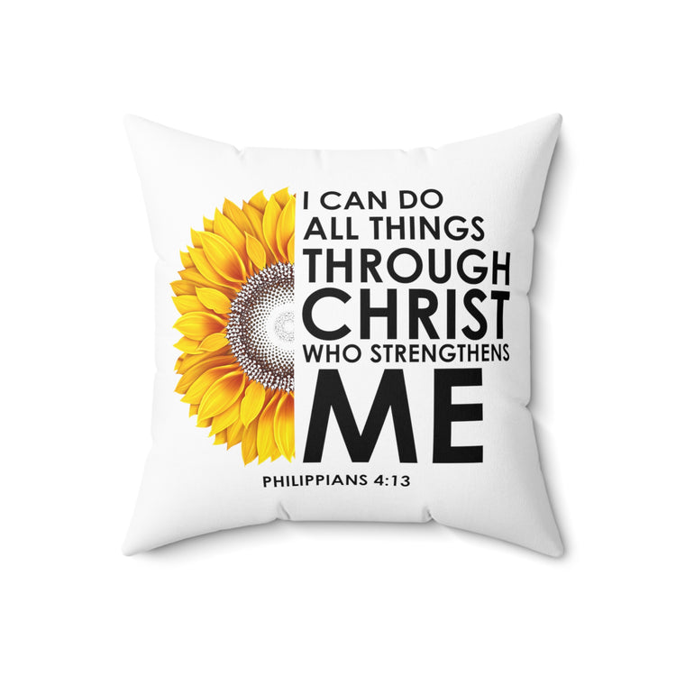 Inspirational Christianity Sunflowers Philippians Catholic Motivational Spun Polyester Square Pillow