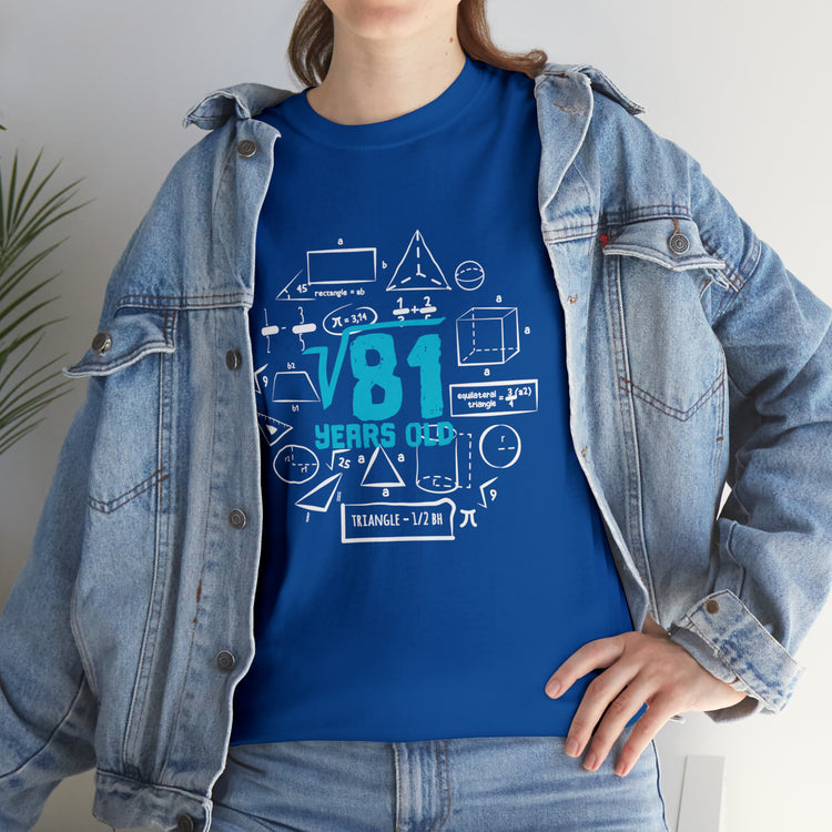 Shirt Funny Square Root 9th Birthdays Graphic Math Geek Numerical T-Shirt Unisex Heavy Cotton Tee