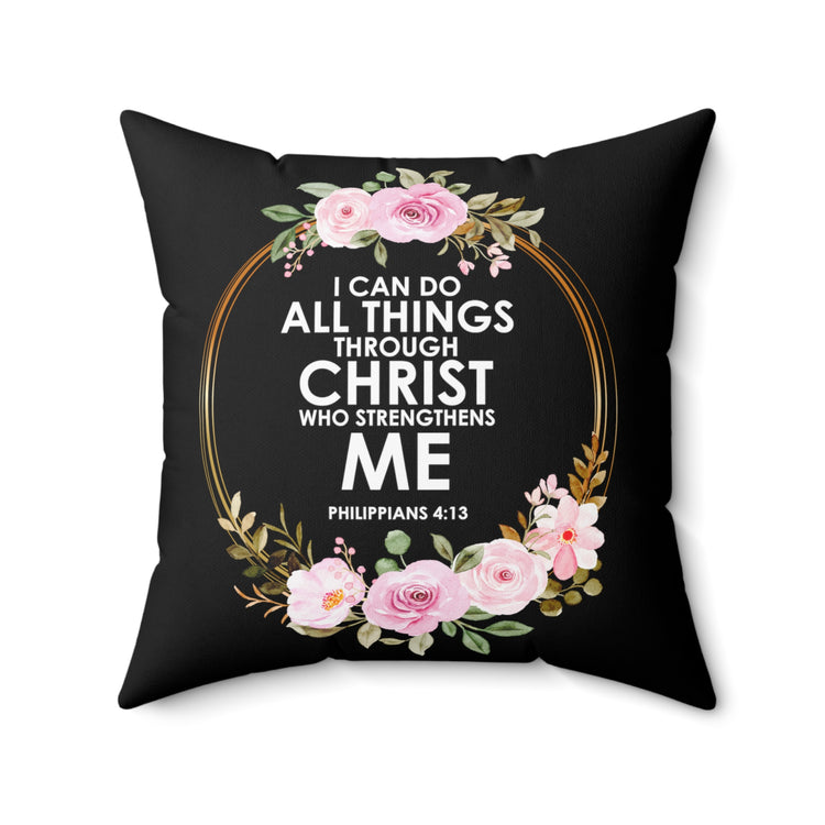 Inspirational Minimalists Christianity Devotee Statements  Uplifting Scriptures Verses Spun Polyester Square Pillow