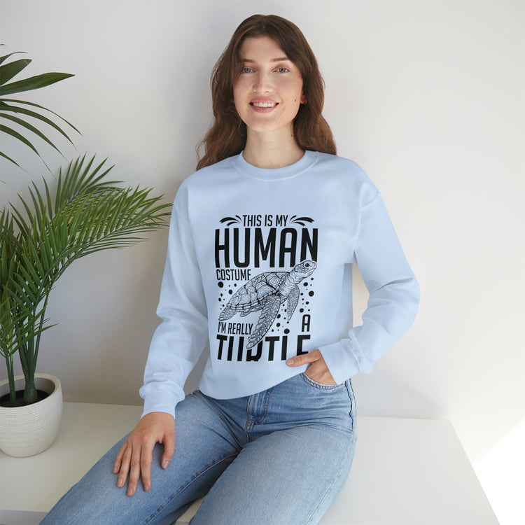 Funny Turtle Dressing Turtles Devotee Graphic Sayings Gag Unisex Crewneck Sweatshirt