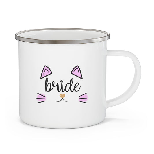 Bride Cat Bachelorette Team Bride Bridal Party Shower Enamel Camping Mug