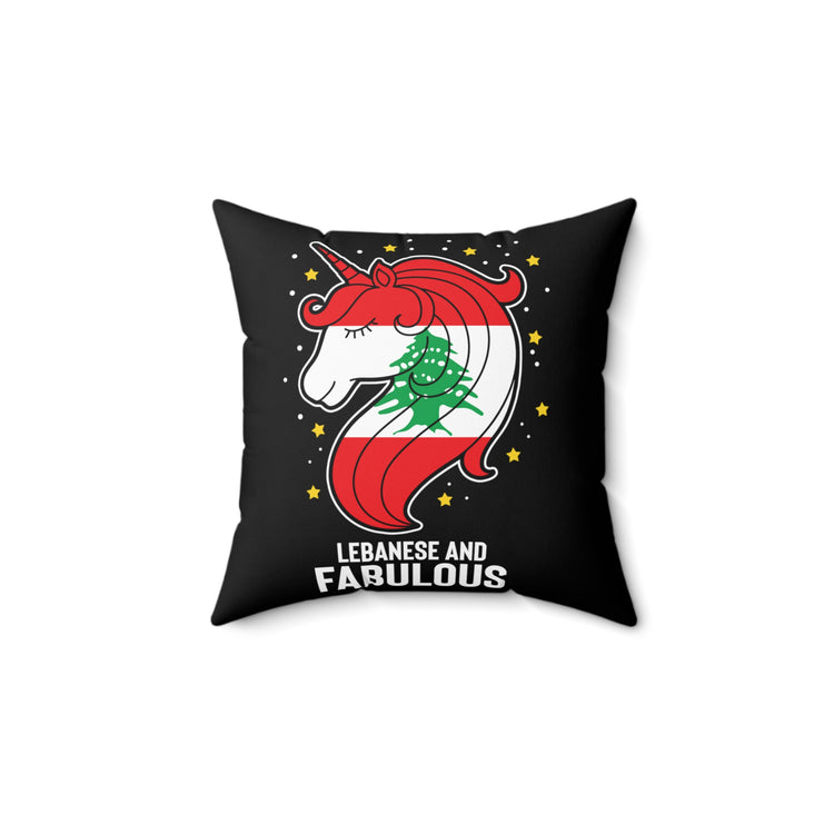 Humorous Lebanese Christmas Magical Horse Nationalistic Spun Polyester Square Pillow