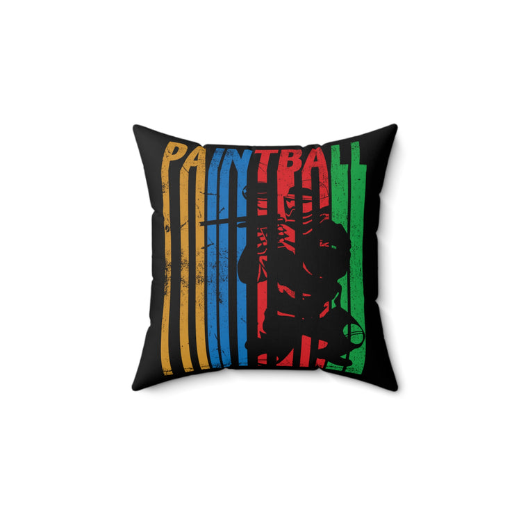 Humorous Nostalgic Pigment Gaming Playing Player Paintballer Spun Polyester Square Pillow