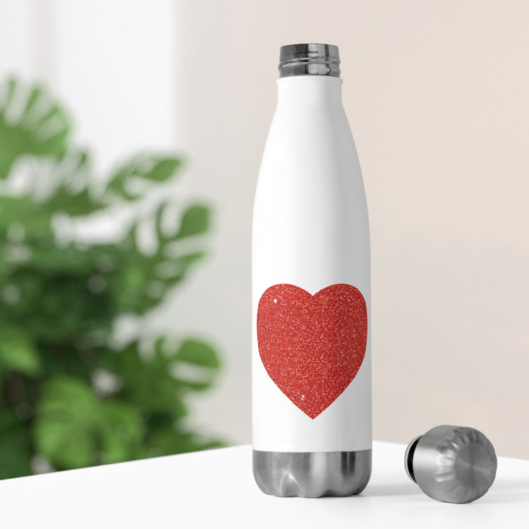 Red Glitter Effect Heart Valentines Day Men Women 20oz Insulated Bottle