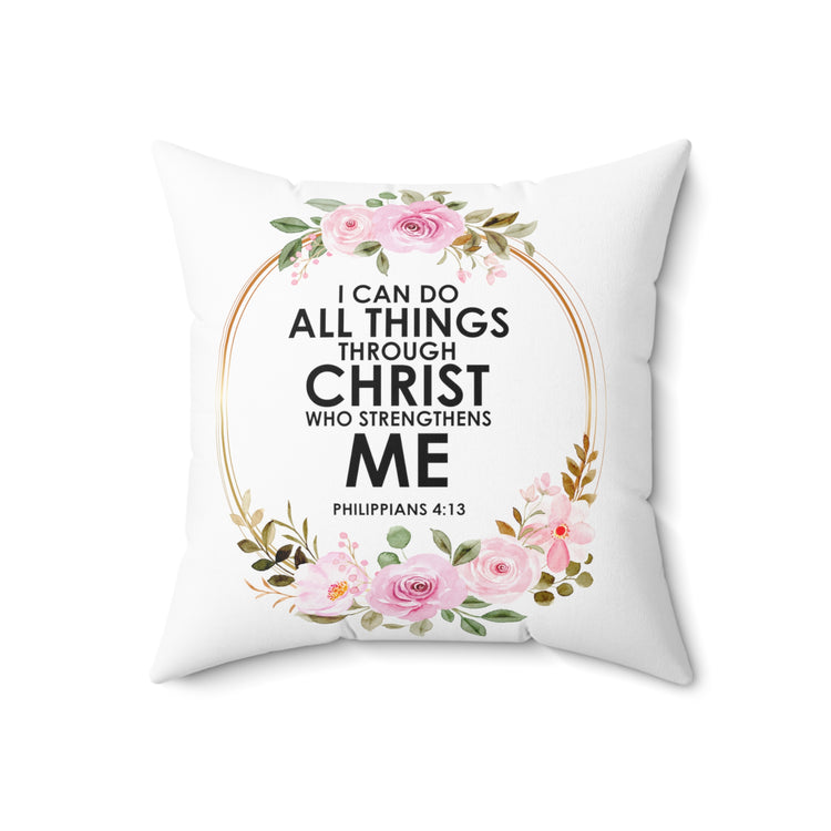 Inspirational Minimalists Christianity Devotee Religious Uplifting Scriptures Verses Spun Polyester Square Pillow