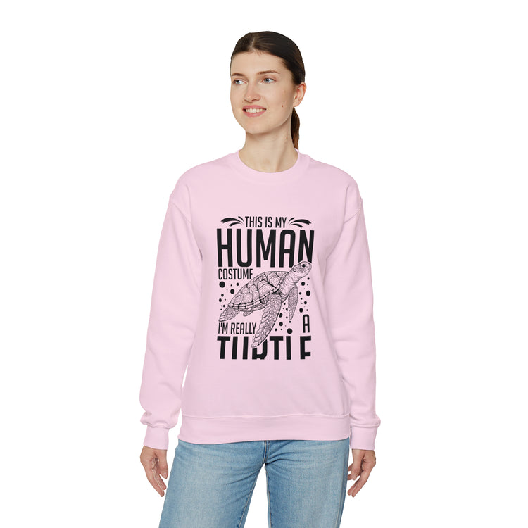 Funny Turtle Dressing Turtles Devotee Graphic Sayings Gag Unisex Crewneck Sweatshirt