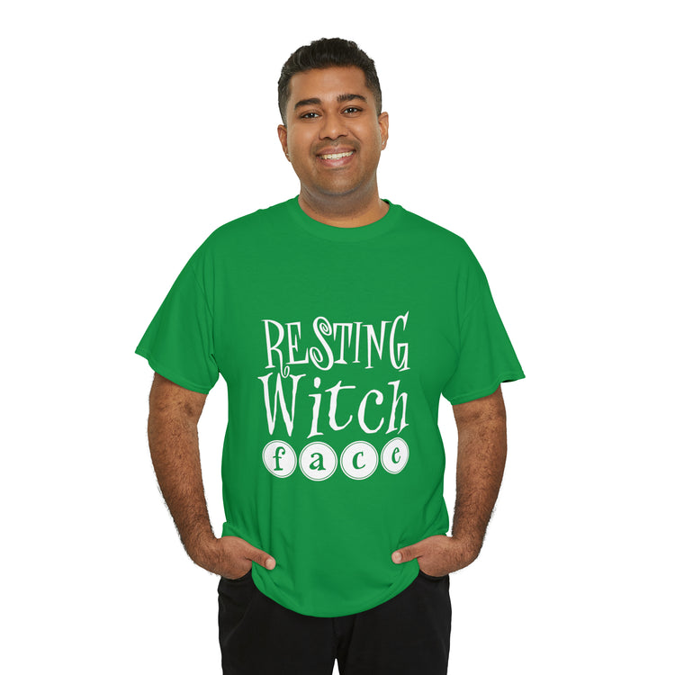 Shirt Funny Resting Witch Face humor Halloween Seasonal Magical T-Shirt Unisex Heavy Cotton Tee