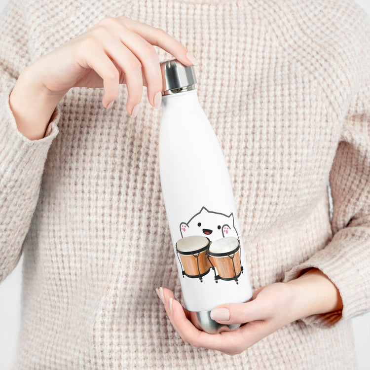 Funny Bongo Cat Cute Musical Instrument Kitten Meme Cartoon Tee Shirt 20oz Insulated Bottle