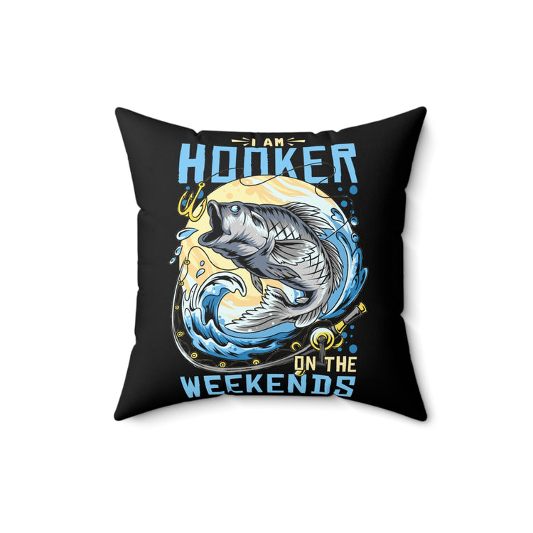 Humorous Fishing Enthusiasts Distressed American Fishermen Puns Spun Polyester Square Pillow