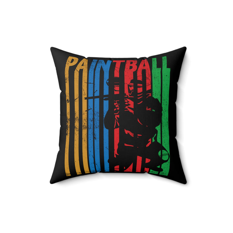 Humorous Nostalgic Pigment Gaming Playing Player Paintballer Spun Polyester Square Pillow