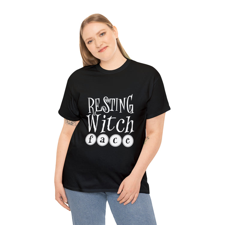 Shirt Funny Resting Witch Face humor Halloween Seasonal Magical T-Shirt Unisex Heavy Cotton Tee