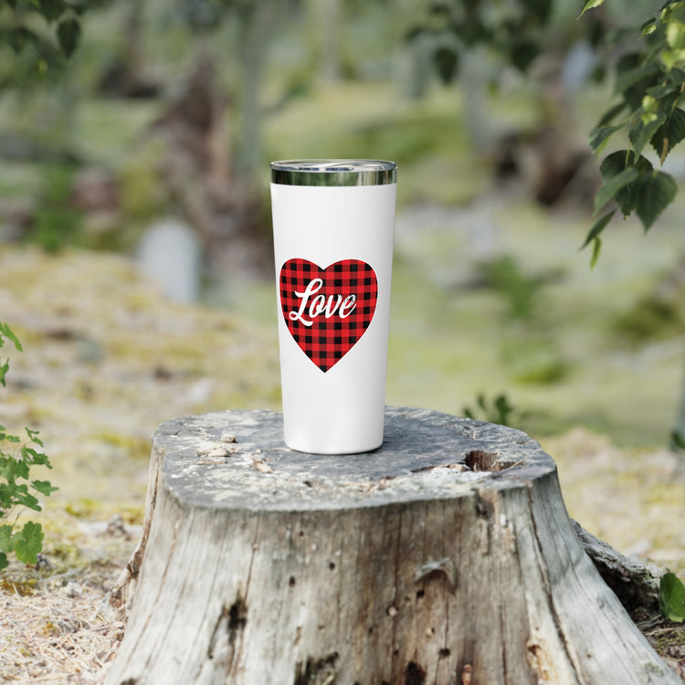 buffalo plaid heart 2 Copper Vacuum Insulated Tumbler, 22oz