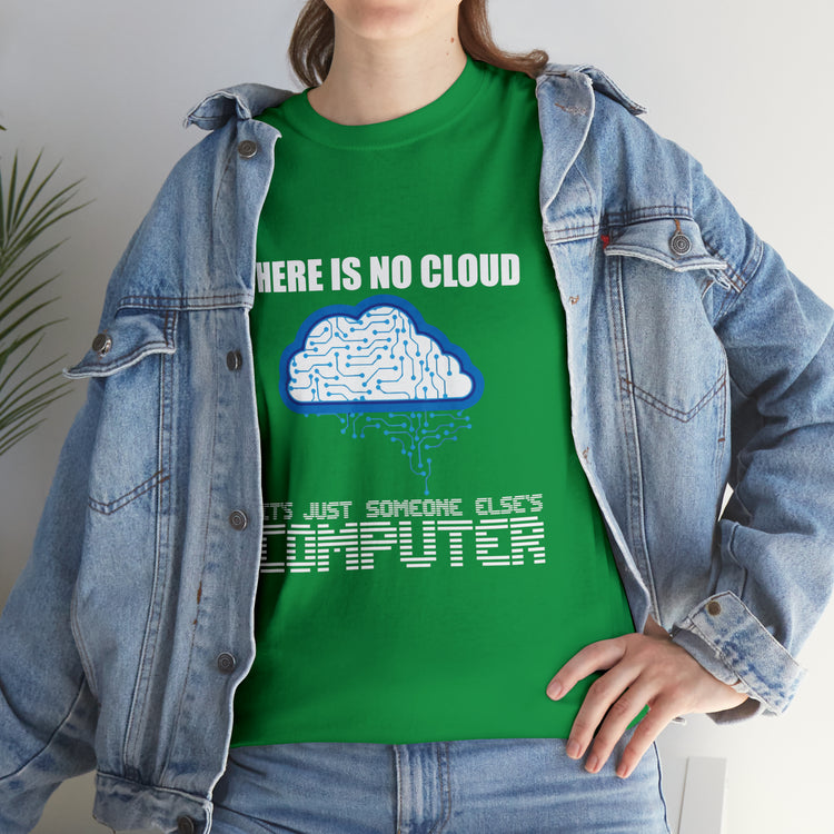 Shirt Funny There's No Cloud Sarcastic Programmers Quote Computer Science Software Tech T-Shirt Unisex Heavy Cotton Tee