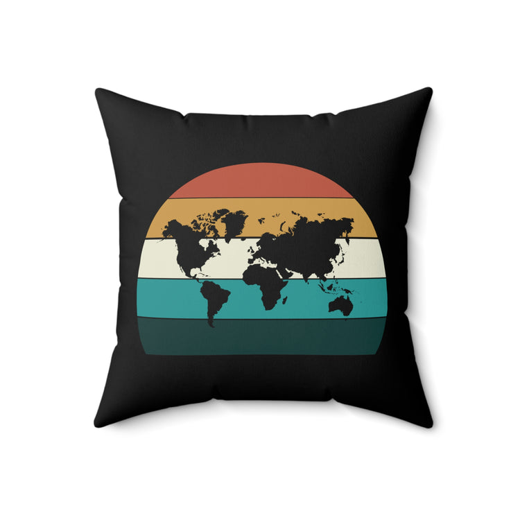 Humorous Vacations Location Geography Globally Hometown States Patriotic Spun Polyester Square Pillow