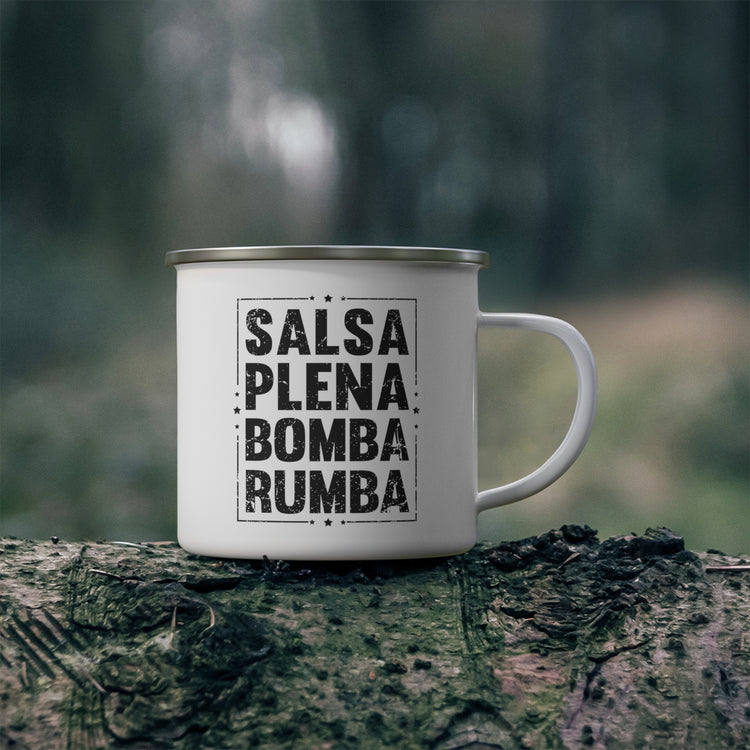 Humorous Dancing Danseuse Merengue Bachata Cumbia Enamel Camping Mug