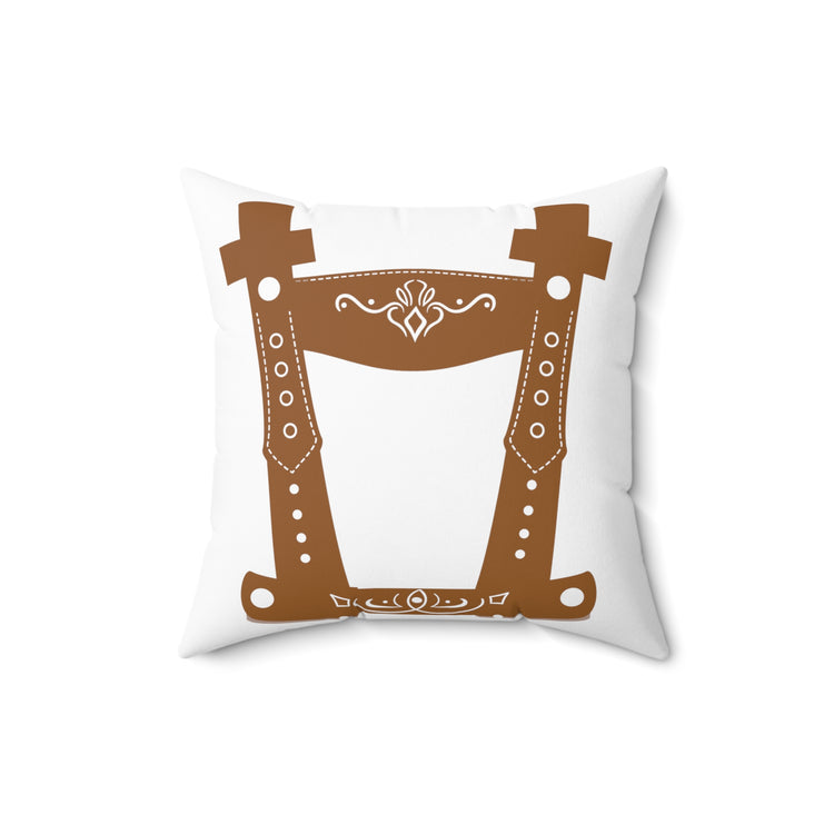 Humorous Leather Bavaria Tracht Dirndl Germany Holidays Germanic religious Spun Polyester Square Pillow