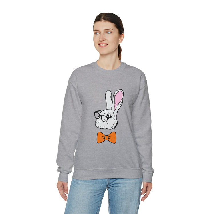 Funny Christian Egg Hunting Brainy Nerd Bunny Unisex Crewneck Sweatshirt