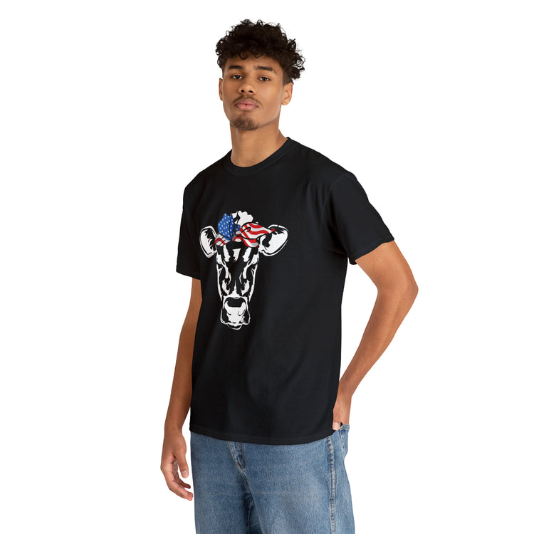 Cool Cow with USA American Flag Bandana Vegan Clothing Herbivore Shirt | Vegetarian T Shirt | Heifer Shirt | Cowgirl Shirt | Farmer Shirt