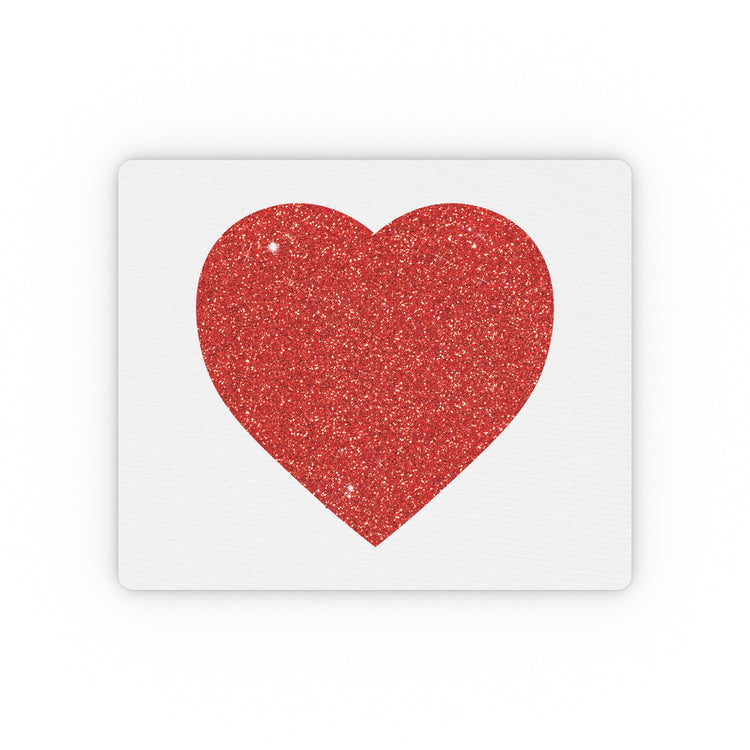 Red Glitter Effect Heart Valentines Day Men Women Rectangular Mouse Pad