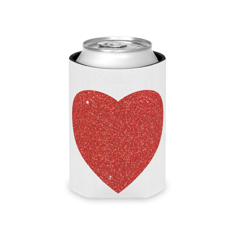 Red Glitter Effect Heart Valentines Day Men Women Can Cooler