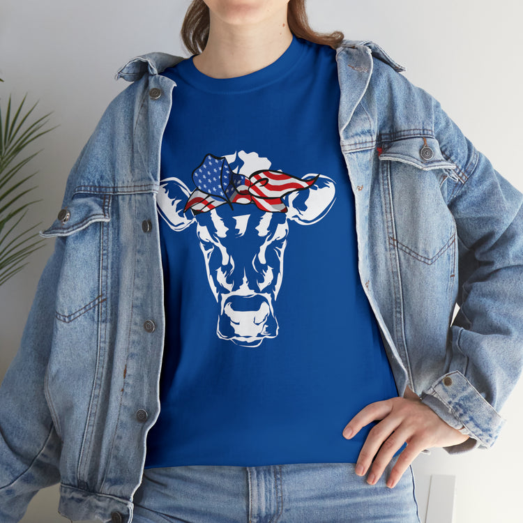 Cool Cow with USA American Flag Bandana Vegan Clothing Herbivore Shirt | Vegetarian T Shirt | Heifer Shirt | Cowgirl Shirt | Farmer Shirt