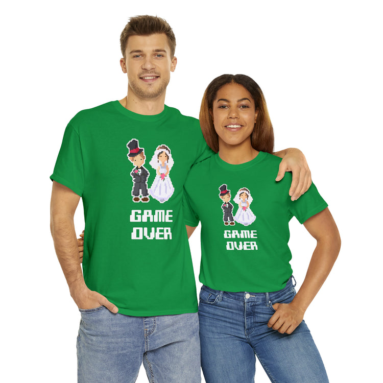 Shirt Funny Game Over Mr And Mrs Just Married Wedding Party Love T-Shirt Unisex Heavy Cotton Tee