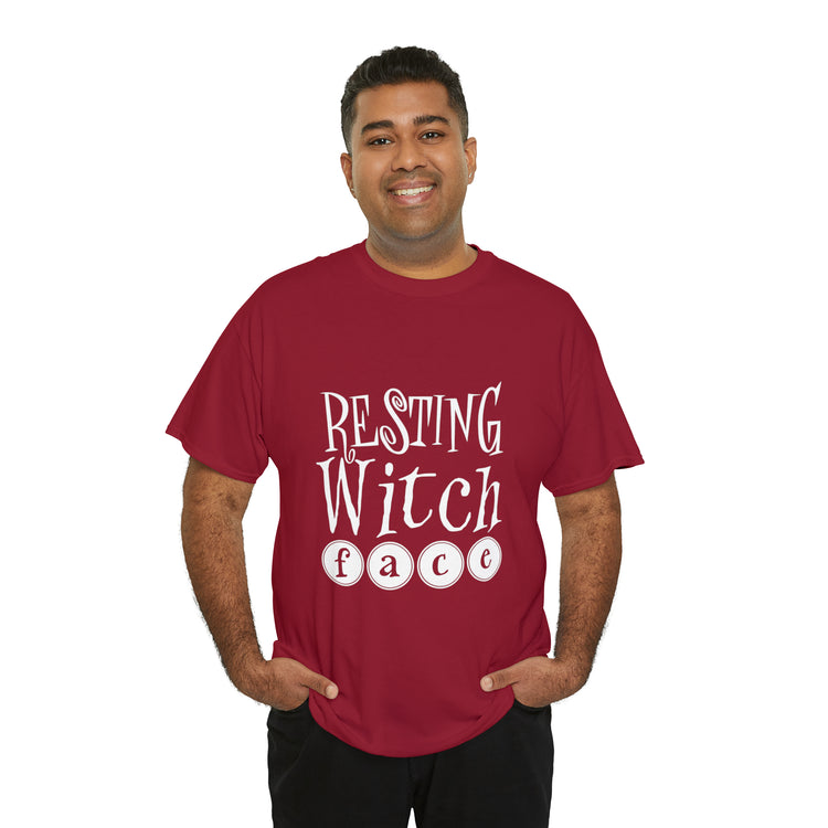 Shirt Funny Resting Witch Face humor Halloween Seasonal Magical T-Shirt Unisex Heavy Cotton Tee