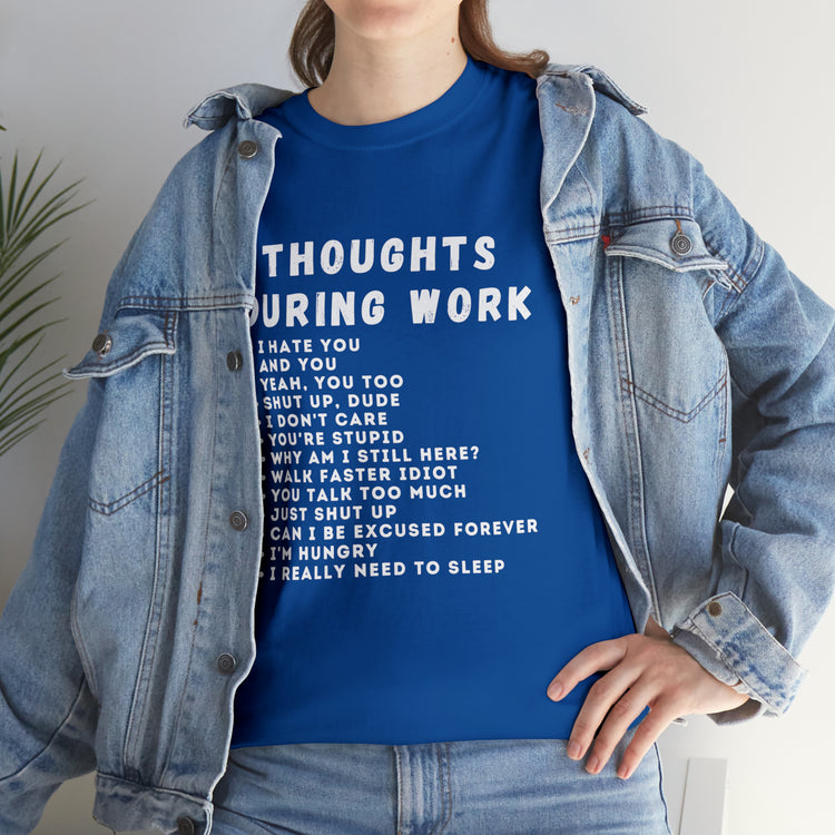 Shirt Funny Thoughts While Working Introverts Serenity Mindfulness Professional Inner T-Shirt Unisex Heavy Cotton Tee