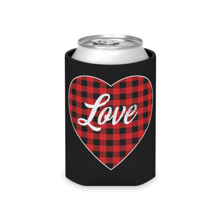 buffalo plaid heart Can Cooler