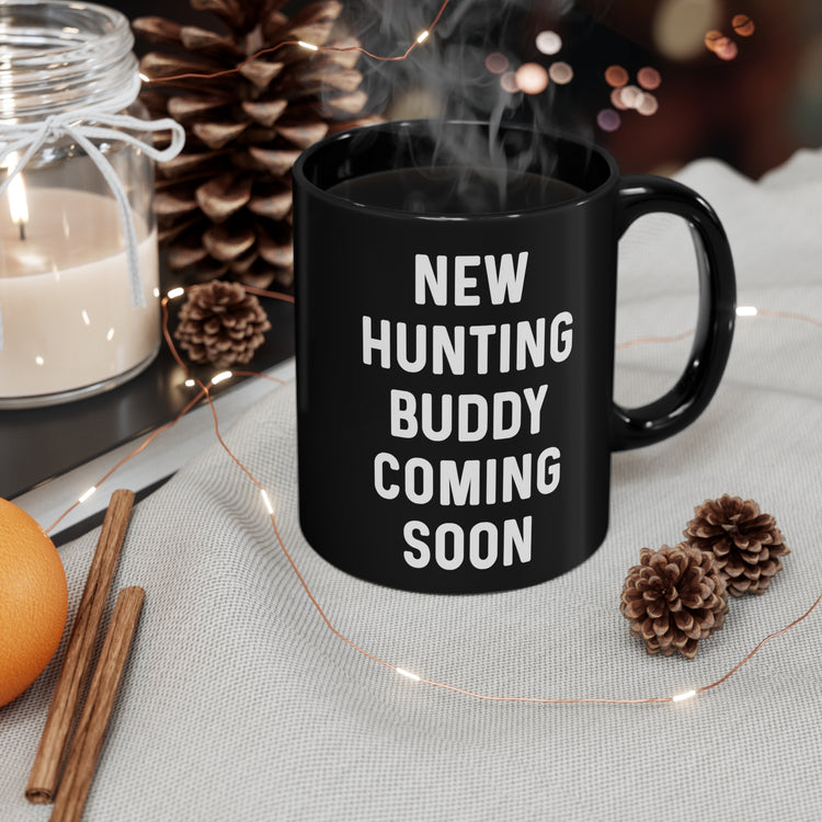 New Hunting Buddy Coming Soon Baby Bump Black mug 11oz
