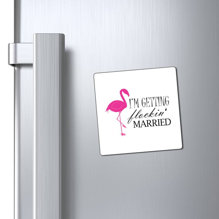 Humorous Bridal Entourages Flamingoes Illustration Puns Hilarious Bridesmaids Flocks Graphic Saying Gag Magnets