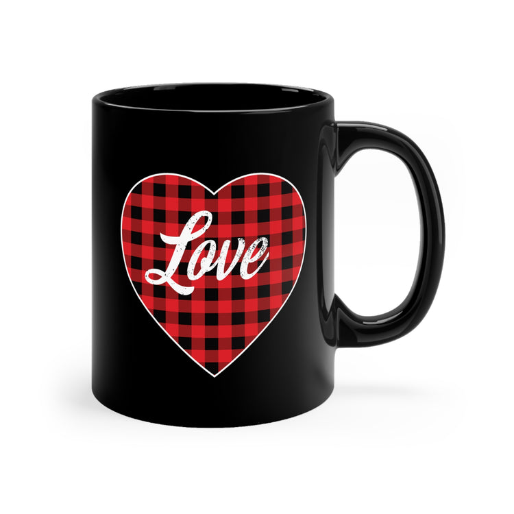 buffalo plaid heart 2 Black mug 11oz